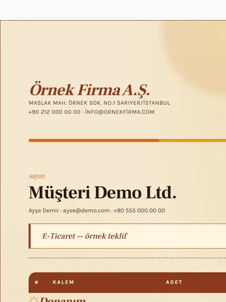 E-Ticaret şablonu önizlemesi