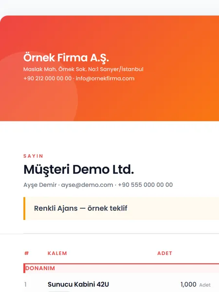 Renkli Ajans şablonu önizlemesi