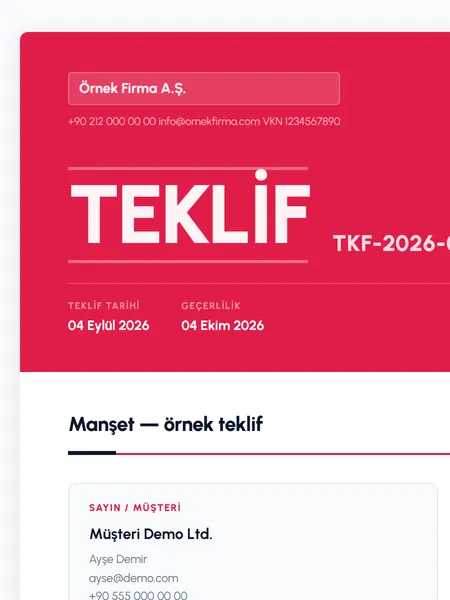 Manşet şablonu önizlemesi
