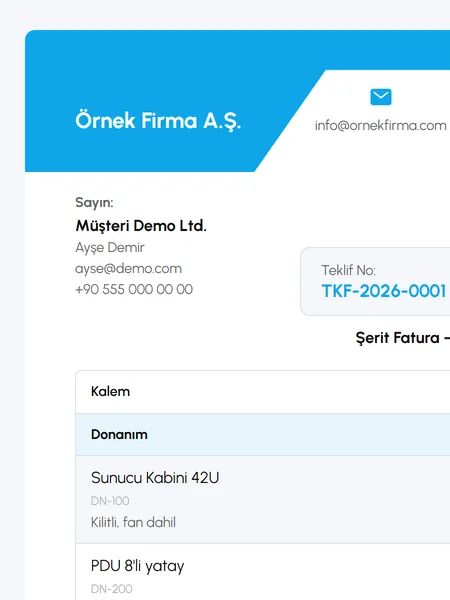 Şerit Fatura şablonu önizlemesi